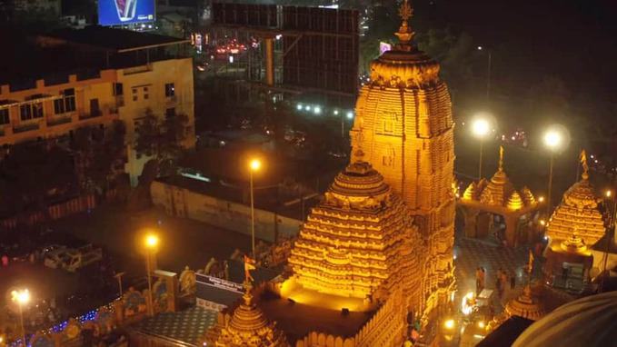 puri jagannath temple hyderabad areal view in night